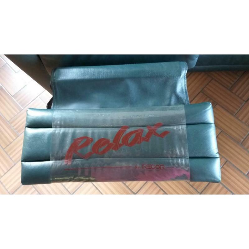 Leren salon petrol kleur met 2 relaxen, 3-zit en 2-zit