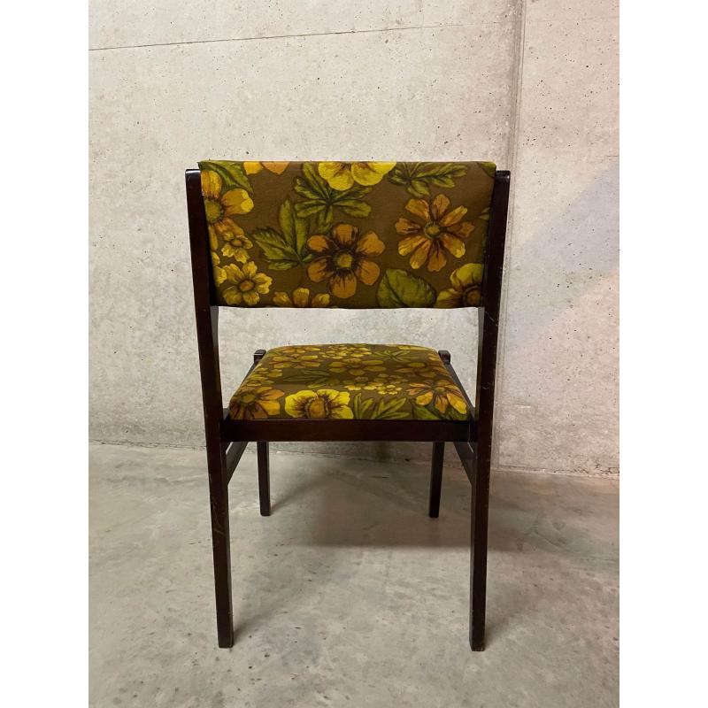 Vintage Seventies stoelen , 6 stuks leuk bloemenmotief