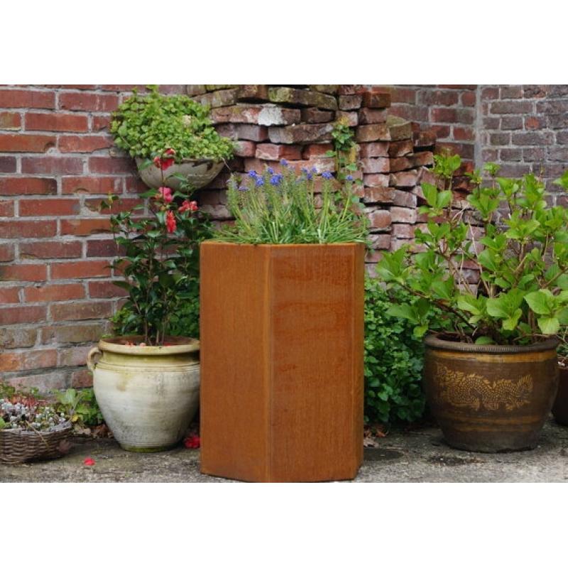 *NIEUW* Bloembak Cortenstaal 40x40x60 met verstelbare bodem