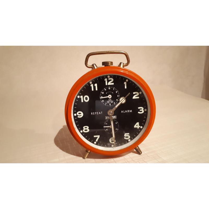 vintage oranje wekker Peter