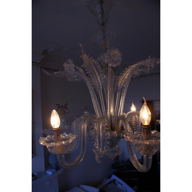 3 Antieke glazen kroonluchters Murano glas