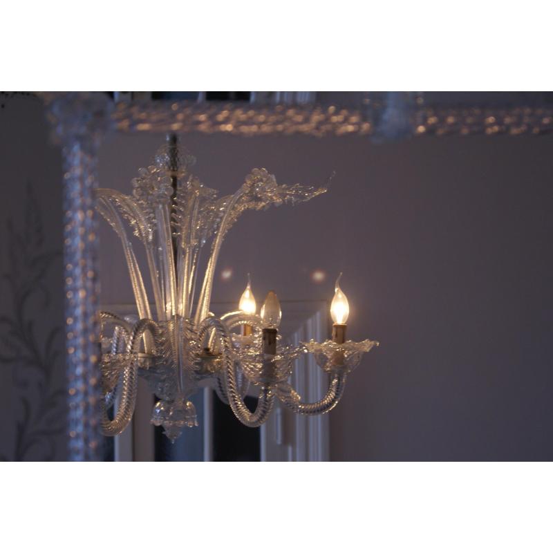 3 Antieke glazen kroonluchters Murano glas
