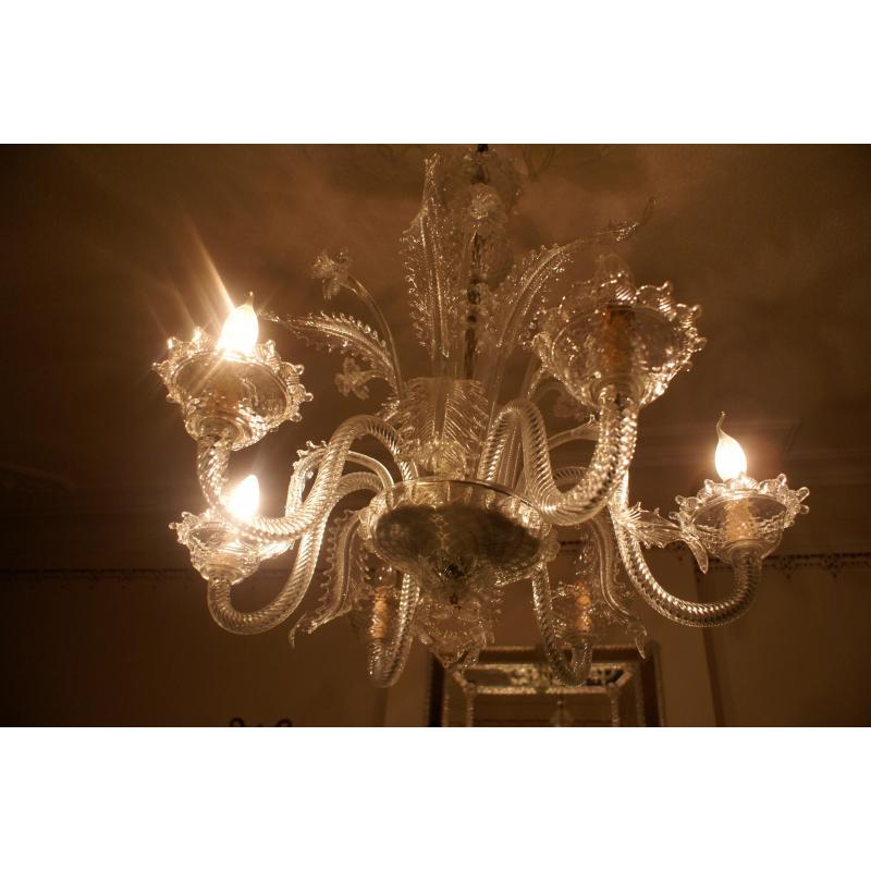 3 Antieke glazen kroonluchters Murano glas