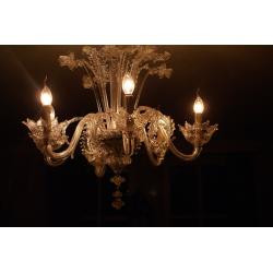 3 Antieke glazen kroonluchters Murano glas