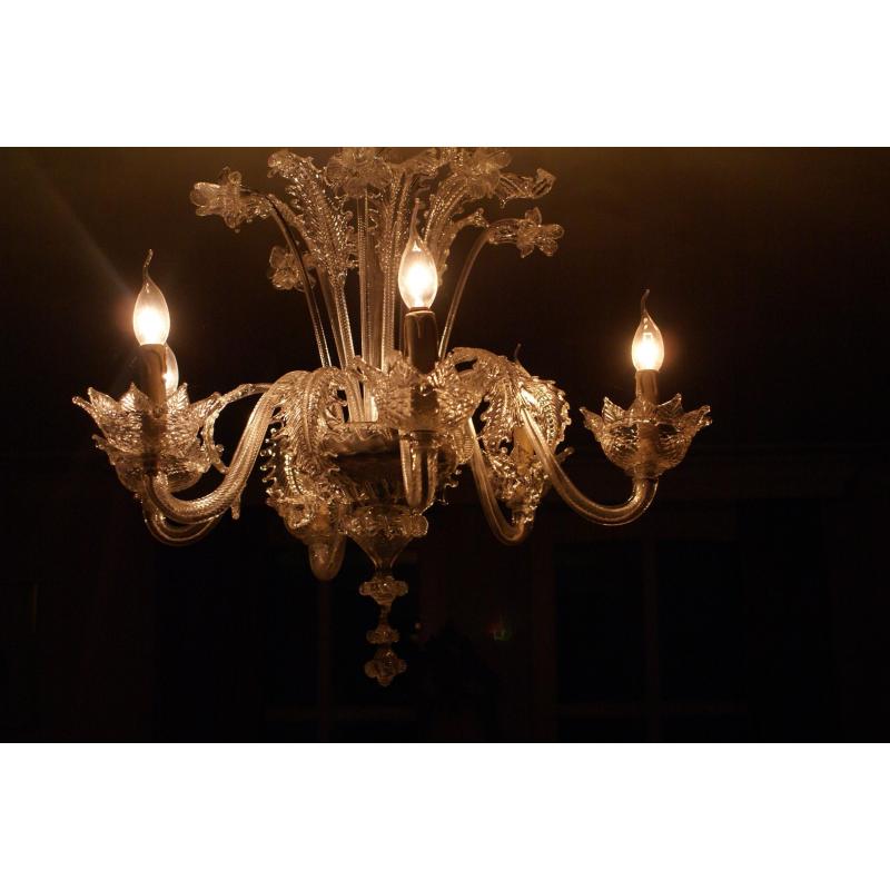 3 Antieke glazen kroonluchters Murano glas