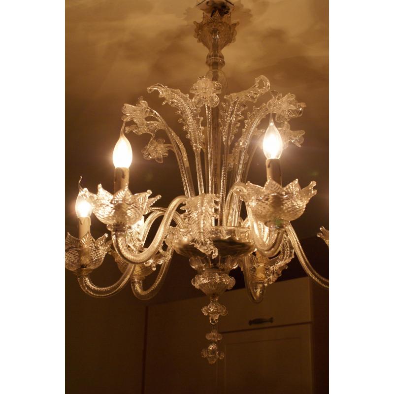 3 Antieke glazen kroonluchters Murano glas