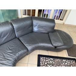 Grijze lederen hoeksalon te koop