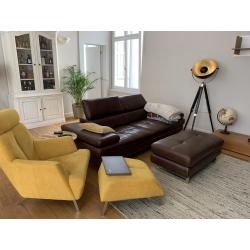 Prachtige design gele Xoon fauteil met poef